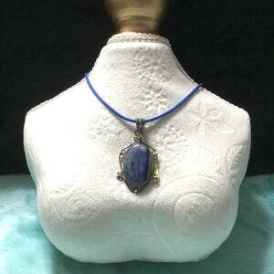 Sodalite Sterling Silver Artisan Statement Pendant Necklace • Layering